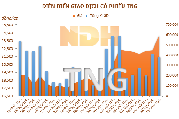 TNG: Tạm ứng cổ tức năm 2014 tỷ lệ 10% bằng cổ phiếu