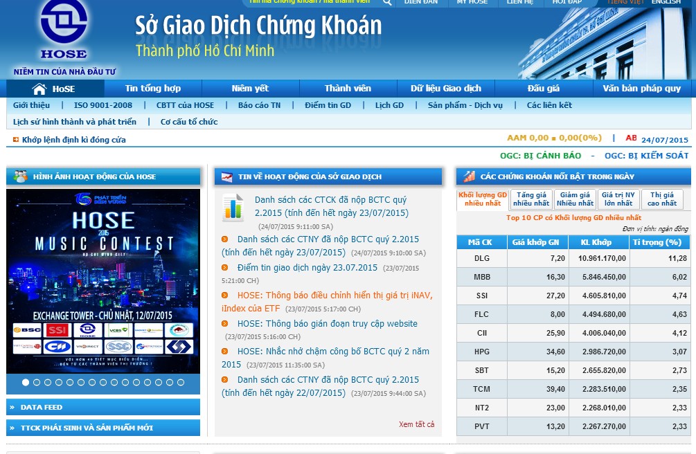 Website HSX sẽ gián đoạn trong 1 ngày